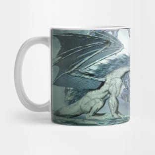 Awesome ice dragon and fairy in a winter landscape Mug